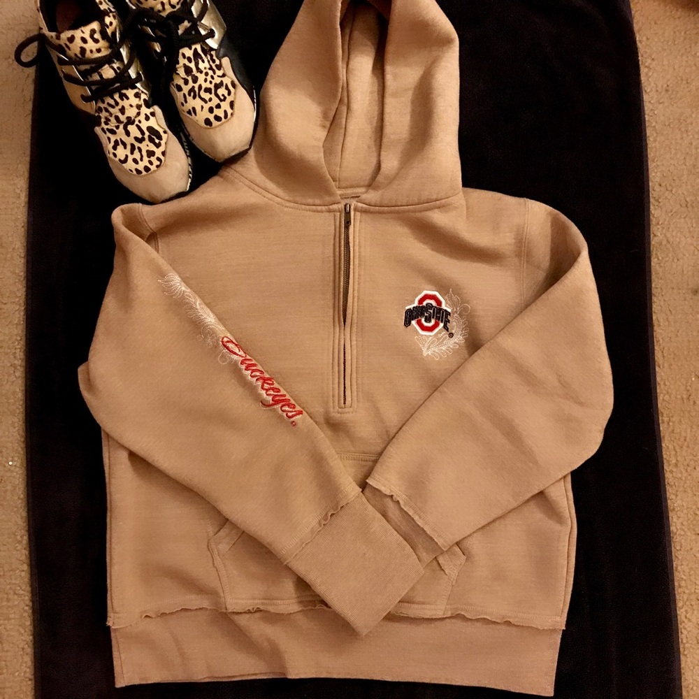 O H I O State Cropped unique embroidered hoodie